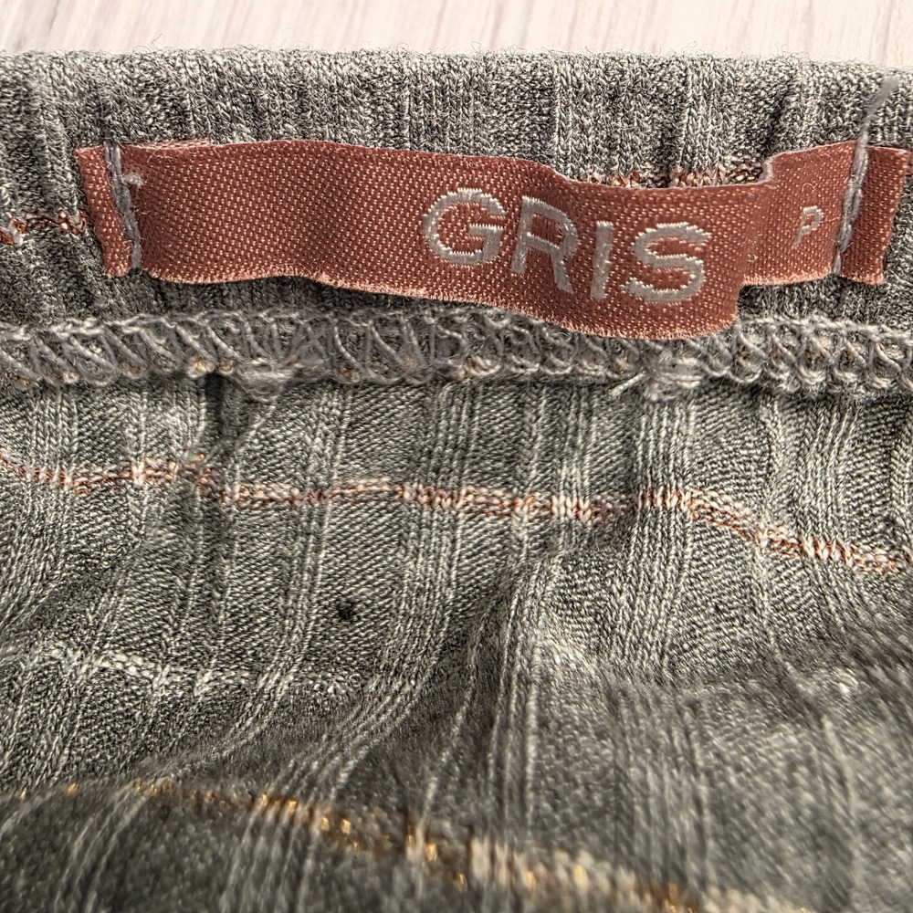 GRIS Women's Bustier Camisole Top Metallic Thread Gray Stripe Knit Y2K Club Wear - Picture 5 of 8